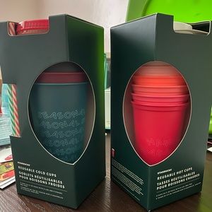 Hot and cold reusable Starbucks cups
